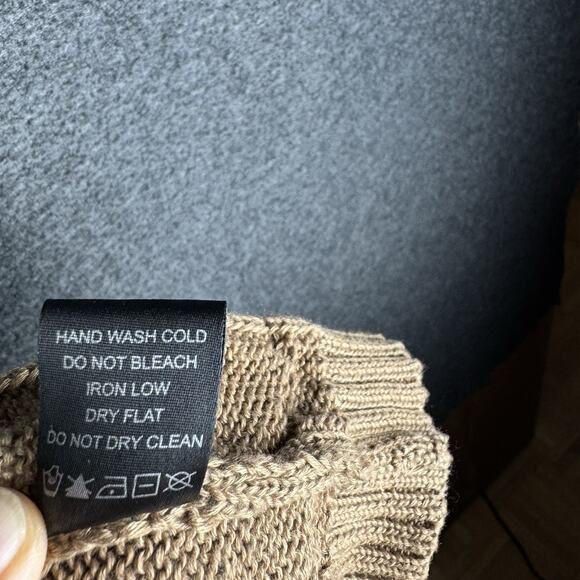 IRIS Cowl Turtleneck Top With Textured Knit Pattern Stretch Brown Large - Picture 9 of 10